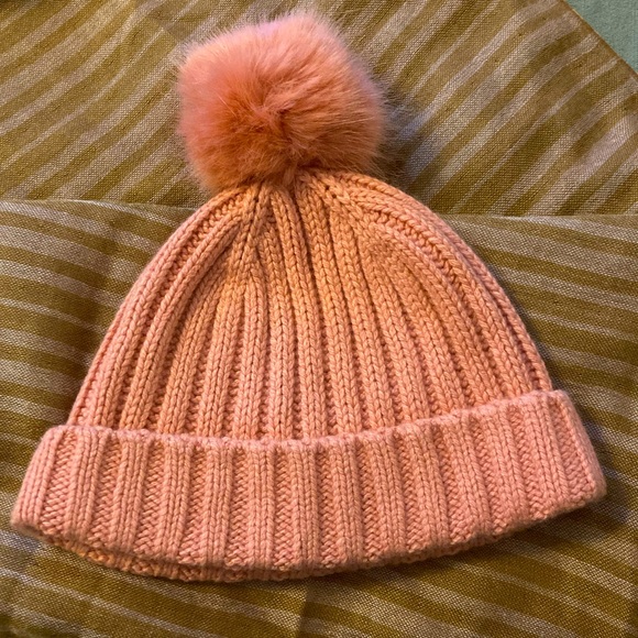 J Crew Dusty Pink Pom Beanie